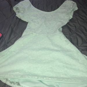 Turquoise dress crisscross fabric